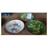 3 small cloisonne plates approx 3in