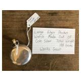 Large Elgin Pocket Watch, Coin Silver, 188 Grams T