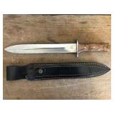 Large Straight Blade Knife With Leather Sheath
