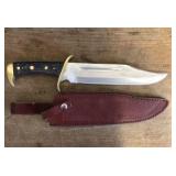 Large Bowie Knife With Leather Sheath