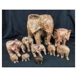 Collection Of Carved Wooden Elephants