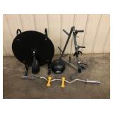Speed Bag,Bar, Medicine Ball, Weight Rack