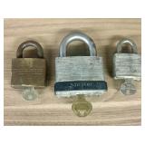 Trio Of Master And Reese Locks and Keys - 3x4"