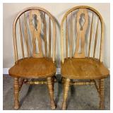 Solid Oak Windsor-Style Dining Chairs with Hoop Ba