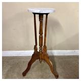 American Victorian Eastlake Marble Top Plant Stand