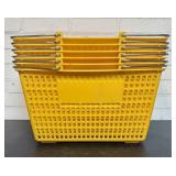 6 Durable Yellow Plastic Shopping Baskets With Met
