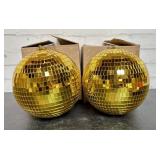 Pair Of 8' Yellow Gold Disco Balls 8'