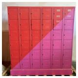 Large Uline 36-Locker Unit, Solid Steel Constructi