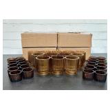 Large Lot Of App. 60 Amber Ribbed Votive Glass Can