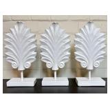 3 White Scrolled Leaf Figurines 5'X12'