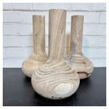 3 Natural Wood Bottle Vases 6'X6'X11'
