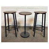 Industrial Style Petite Table With Pair Of Stools