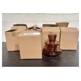 Lot Of 9 Amber Glass Vases 4.5'X5.5'