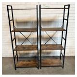 Pair Of Industrial Style 4-Tier Bookshelf With Bro