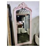 Large Pink Ornate, Baroque Style Floor Mirror 4'X3