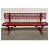Coated Metal Rolled Edge Outdoor Bench With Back B