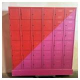 Large Uline 36-Locker Unit, Solid Steel Constructi