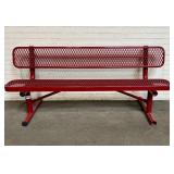 Coated Metal Rolled Edge Outdoor Bench With Back B