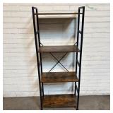 Industrial Style 4-Tier Bookshelf With Brown Wood
