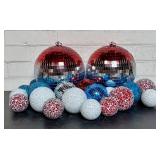 Red-White-Blue Lot Of Disco And Crackle-Glass Styl