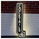 LED Neon Style 'Cocktails' Sign With Blinking Arro
