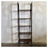 Industrial Style 5 Tier Bookshelf With Walnut Tone