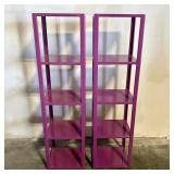Pair Of Magenta Colored 5-Tier Shelving Units 10.5