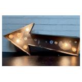 Lighted Metal Arrow Sign, As Pictured. Some Bulbs