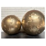 Pair Of Golden Disco Balls, Largest 22' (Disco Bal