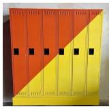 Large Uline 6-Locker Unit, Solid Steel Constructio