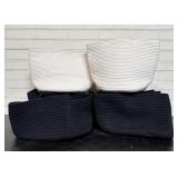 7 White - Black Woven Fabric Tote Bags 15'X10'