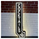 LED Neon Style 'Cocktails' Sign With Blinking Arro