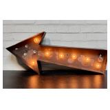 Lighted Metal Arrow Sign, As Pictured. Some Bulbs