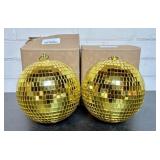 Pair Of 6' Yellow Gold Disco Balls 6'