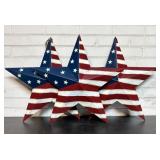 Lot Of 3 Metal USA Decorated Stars 22'