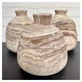 3 Paulownia Style Natural Wood Vases 8'X10'