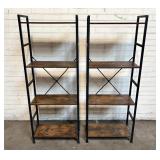 Pair Of Industrial Style 4-Tier Bookshelf With Bro