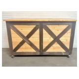 Farmhouse Style Rolling Bar - Island With Natural