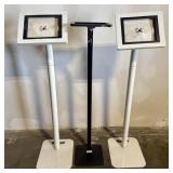 3 Tablet Kiosk Floor Stands With Metal Bases, One