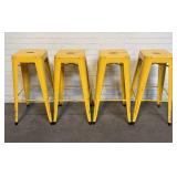 4 Industrial Style Yellow Metal Backless Bar Stool