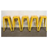 5 Industrial Style Yellow Metal Backless Bar Stool