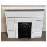 White Mantel Display With Paneled Decoration And F