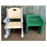 Two Child-Size Molded Plastic Chairs including a L