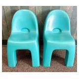 A Pair of Fisher-Price Teal Molded Plastic Stackab