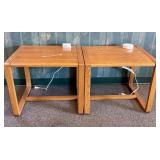 A Pair of Oak End Tables with Integrated Charging