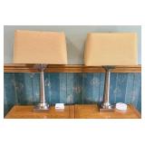 A Pair of Contemporary Brushed Metal Tapered Colum