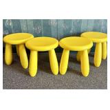 A Set of IKEA MAMMUT Yellow Plastic Childrens Stoo