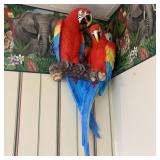 A Pair of Scarlet Macaws Decorative Resin Wall Scu