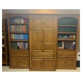A Three-Piece Traditional Oak Library Wall Unit wi