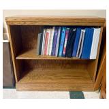 Low Profile Oak Veneer Two-Shelf Bookcase